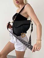 Женская сумка клатч Dior Black Saddle (черная) BONO4050 красивая стильная не стандартной формы топ