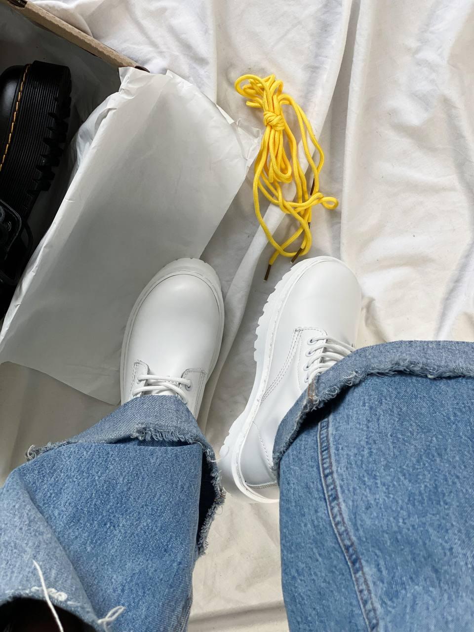 Женские ботинки Dr.Martens Jadon White (белые) стильные осенние сапоги на низком ходу DR070 топ - фото 2 - id-p1689808125