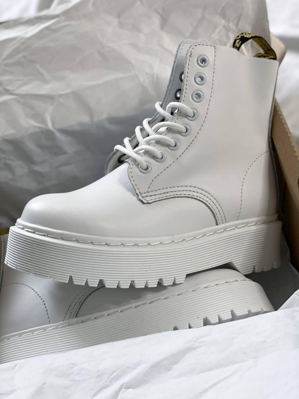 Женские ботинки Dr.Martens Jadon White (белые) стильные осенние сапоги на низком ходу DR070 топ - фото 7 - id-p1689808125