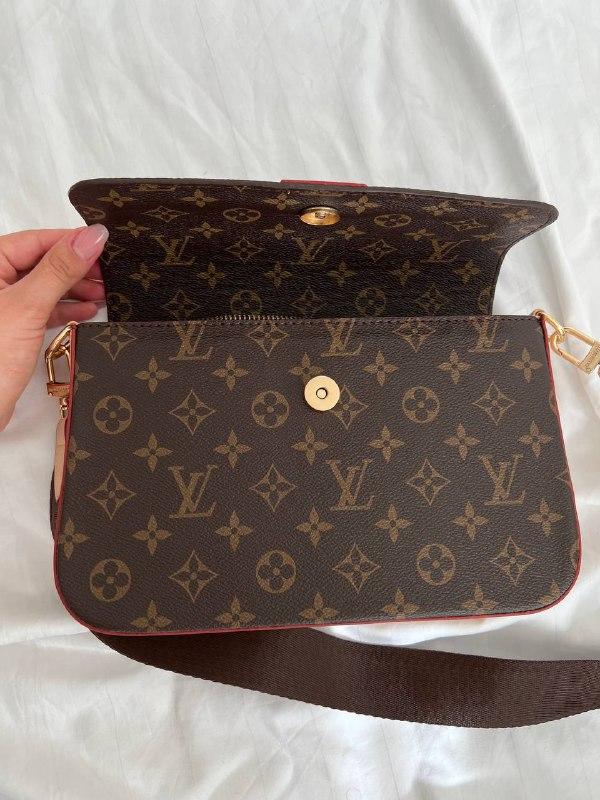 Женская сумка клатч LV brown (коричневая) BONO0614 классная с широким текстильным ремнем с маленькой ключницей - фото 8 - id-p1689808228
