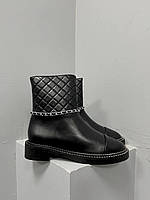 Женские сапоги Chanel Boots Black (чёрные) крутая модная демисезонная обувь L0680 топ 37