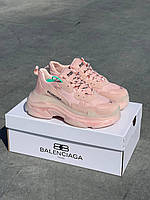 Женские кроссовки Balenciaga Triple S Pink (розовые) массивные модные кроссы L0625 топ