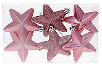 Набор елочных украшений Звезда 7,5см Розовый фламинго (6шт)