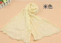 Женский шарфик бежевый - размер шарфа 170*40см, хлопок, полиэстер