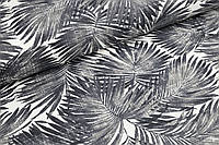 Декоративная ткань/ панама Графитовые пальмовые листья