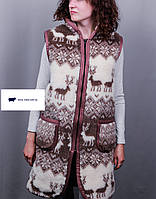 Жилетка удлиненная из овечьей шерсти, на молнии двусторонняя женская теплая, жилетка-пальто из овчины