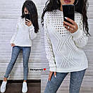 В'язаний светр вільний з перфорацією та ажурною в'язкою жіночий (р. 42-46) 9KF2084, фото 3