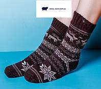 Вовняні шкарпетки з оленями чоловічі, теплі вовняні шкарпетки, шкарпетки чоловічі натуральні з овечої вовни