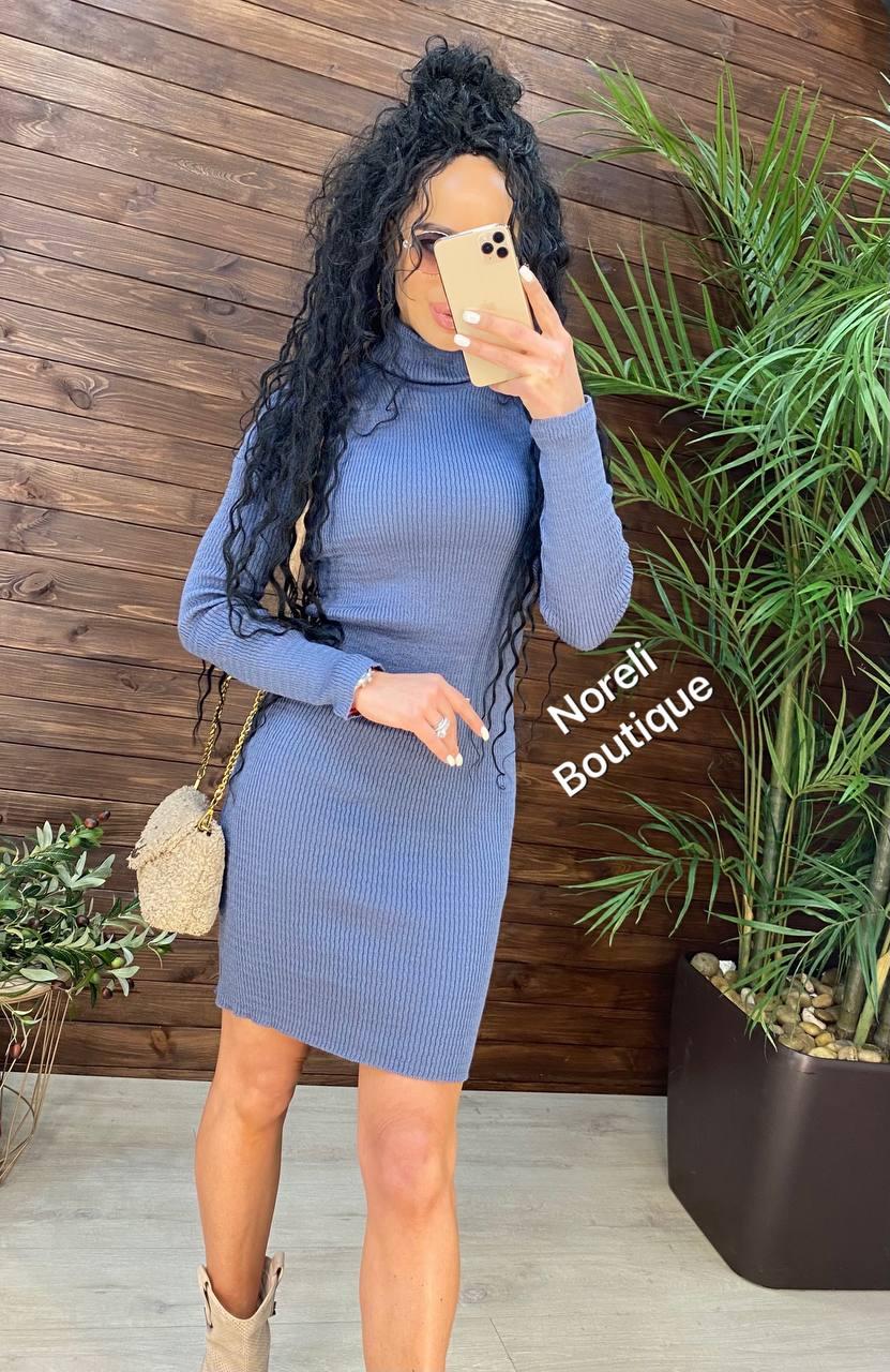 Коротка сукня гольф із в'язки рубчик із високим коміром (р. S-L) 90PL4297, фото 1