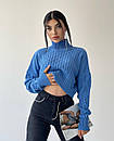 Жіночий вкорочений светр візерункової в'язки з високим коміром (р. 42-46) 79KF2101, фото 3