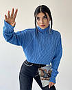 Жіночий вкорочений светр візерункової в'язки з високим коміром (р. 42-46) 79KF2101, фото 7