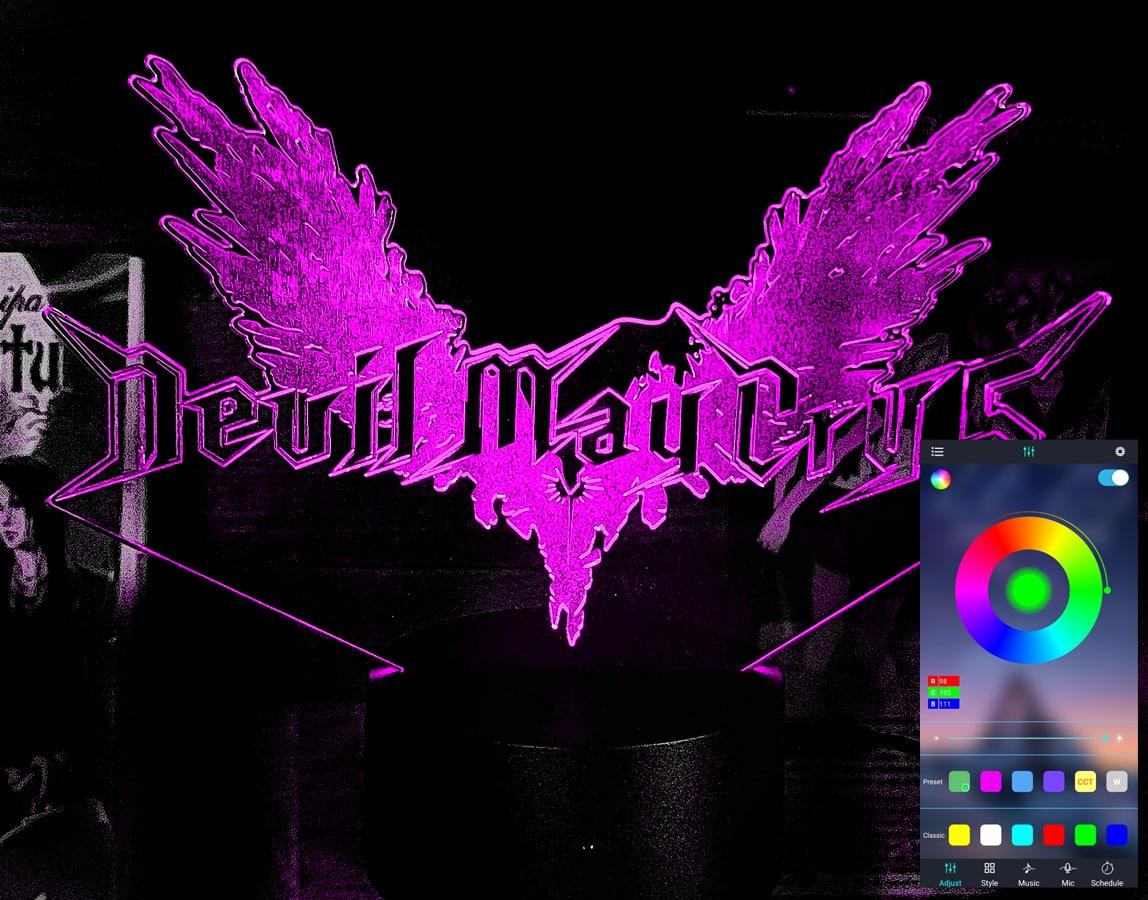 Акриловий світильник-нічник керування з телефона Devil May Cry tty-n001989