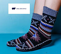 Вовняні шкарпетки з оленями чоловічі, чоловічі шерстяні шкарпетки з підошвою, шкарпетки чоловічі з овечої вовни