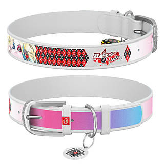 Нашийник для собак шкіряний WAUDOG Design з QR паспортом, малюнок "Харлі Квінн", XL, Ш 35 мм, Довж 44-58 см