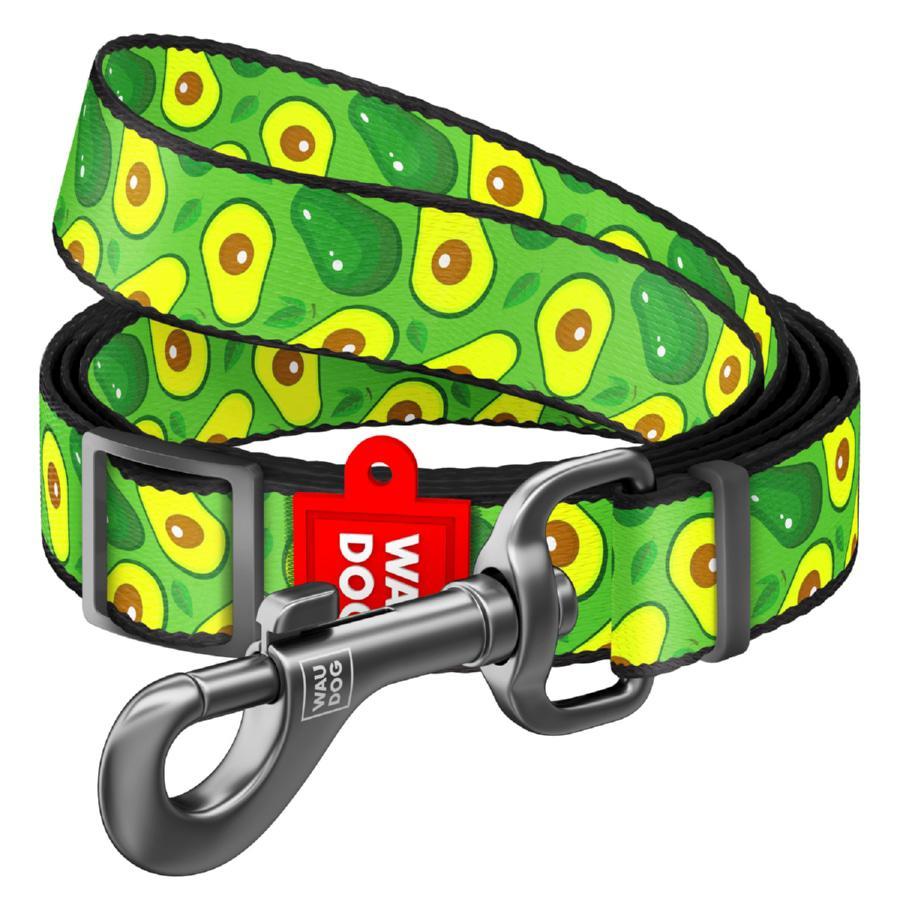 Повідець для собак нейлоновий WAUDOG Nylon, малюнок "Авокадо", регульований, M, Ш 20 мм, Дл 152-183 см, фото 1