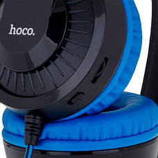 Навушники ігрові накладні з мікрофоном Hoco W105 Joyful Gaming Чорний/ Синій (W105blue), фото 4