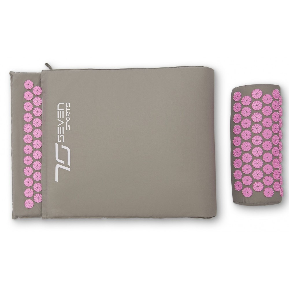 Килимок акупунктурний 7SPORTS Premium+ MTA-1 з подушкою сіро-рожевий 130*50см. - фото 3 - id-p1689353704