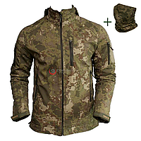 Тактическая курточка Софт шелл Combat Tactical, камуфляж олива, Софтшел курточка с дополнительным флисом