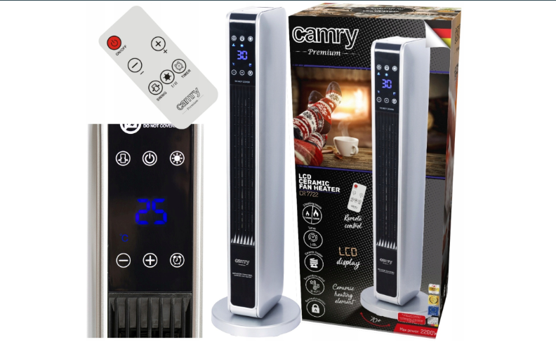 Колонний тепловентилятор з дистанційним керуванням Camry CR7721 2200 Вт Обігрівач, фото 1