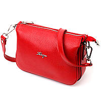 Маленькая женская сумка-клатч с плечевым ремнем KARYA 20845 Красная. Натуральная кожа