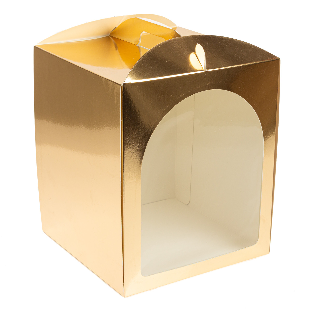 Коробка 210х210х250 для паски з вікном, золота, фото 1