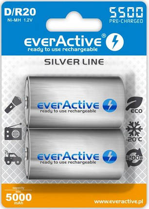 Аккумулятор everActive 2xEVHRL20-5000 D/R20 Ni-MH 5000mAh LSD, фото 1