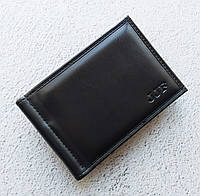 Черный зажим для банкнот с монетницей и дополнительной визитницей, мужской черный кошелек из эко-кожи