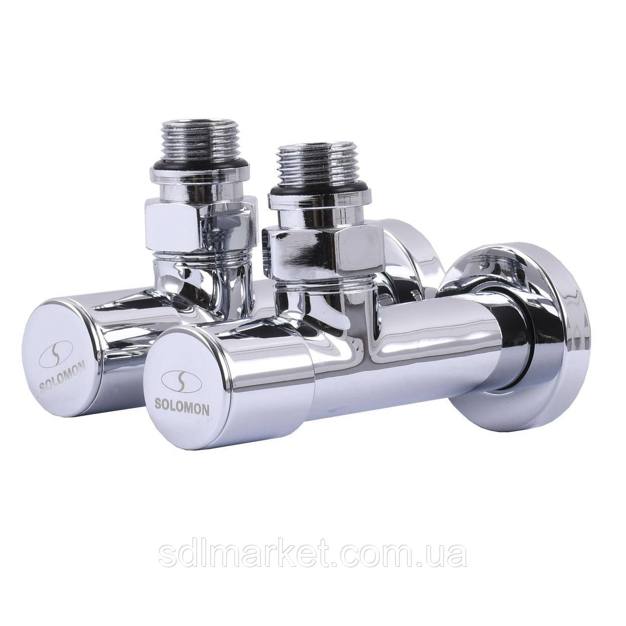 Кран вентильний кутовою з американкою SOLOMON LUX 1/2" CHROM 7777 (2шт.КОМПЛЕКТ)