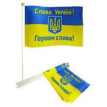Прапорець "Слава Україні" 14х21см. (780015) з палочкою