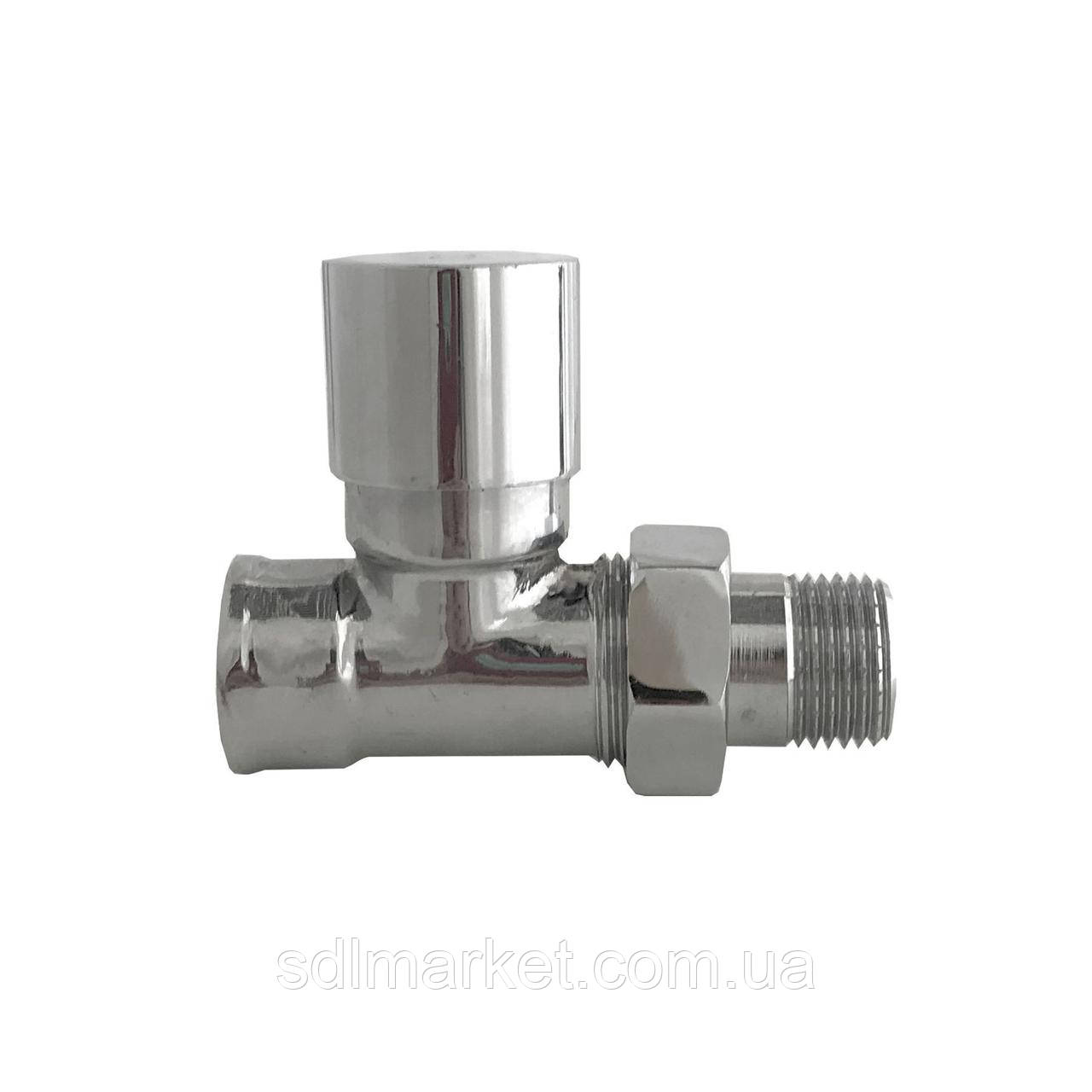 Кран вентильний прямо з американкою SOLOMON 1/2" CHROM 1864 п/ключ