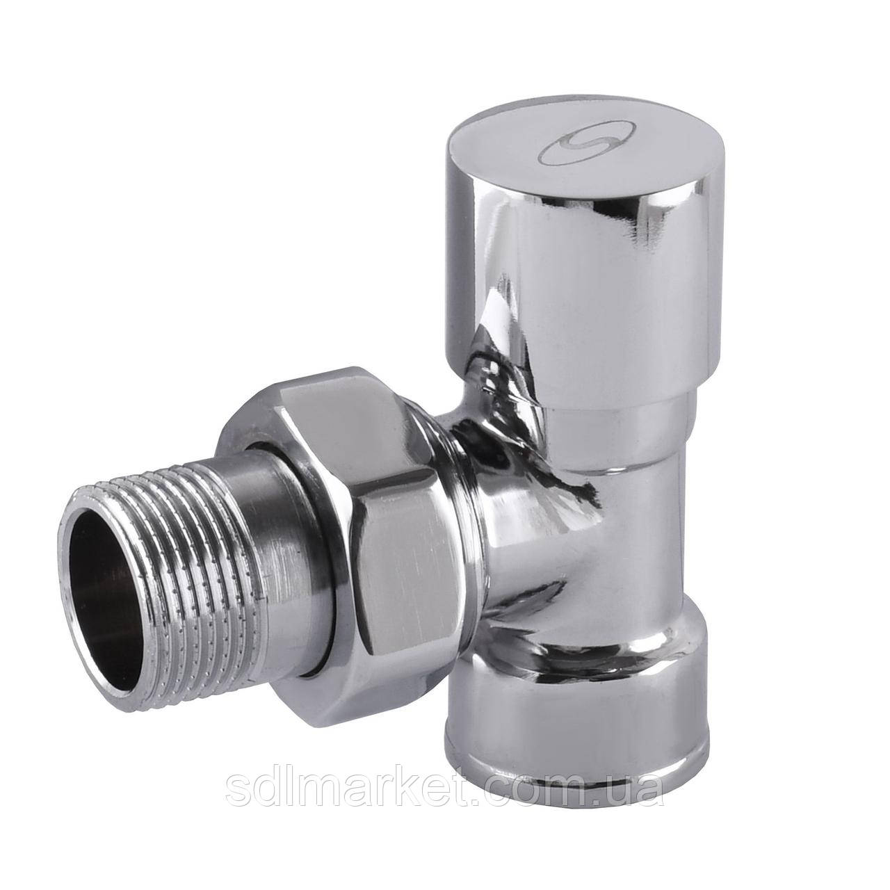 Кран вентильний кутовою з американкою SOLOMON 3/4" CHROM 1845 вент.