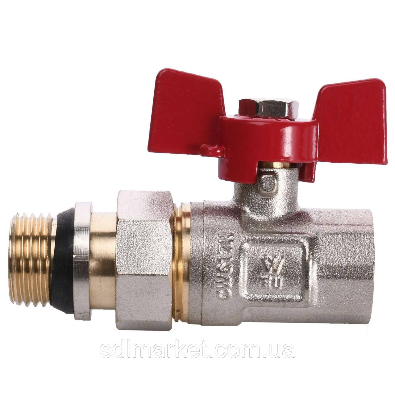 Кран кульковий прямий з американкою WATERVALVE Q003 1/2" NV123 1/2" BH