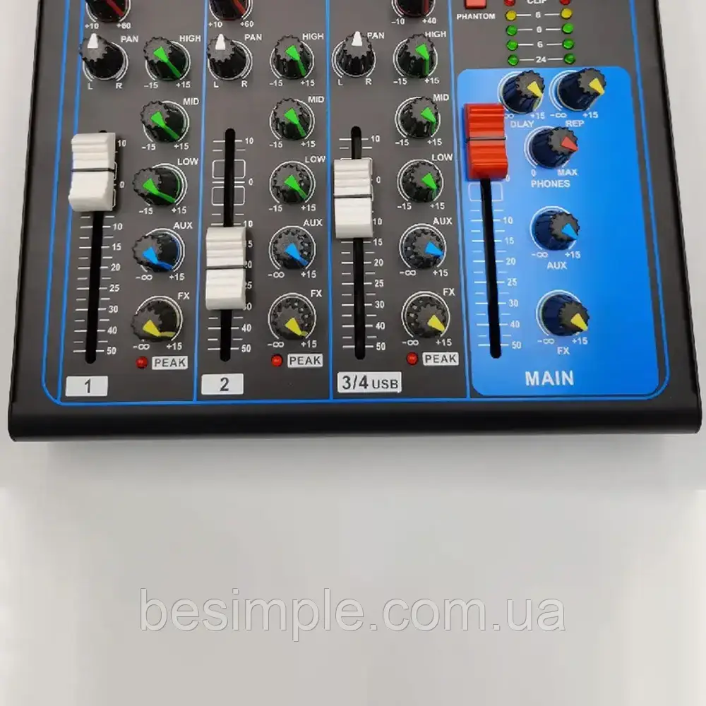 Аудиомикшер Mixer MG 04BT на два канала / Микшерный пульт с Bluetooth / Аудиомикшер - фото 6 - id-p1690010327
