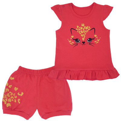 Костюм (майка та шорти) для дівчинки GABBI KS-19-14-1 Тропіки Кораловий на зріст 74 (11687)
