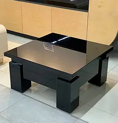 Чорний глянсовий стіл трансформер Оптимус зі склом Лакобель