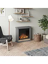 Підлоговий кімнатний електрокамін з порталом, камінокомплект з обігрівом для дому Tagu Hagen сірий, фото 4