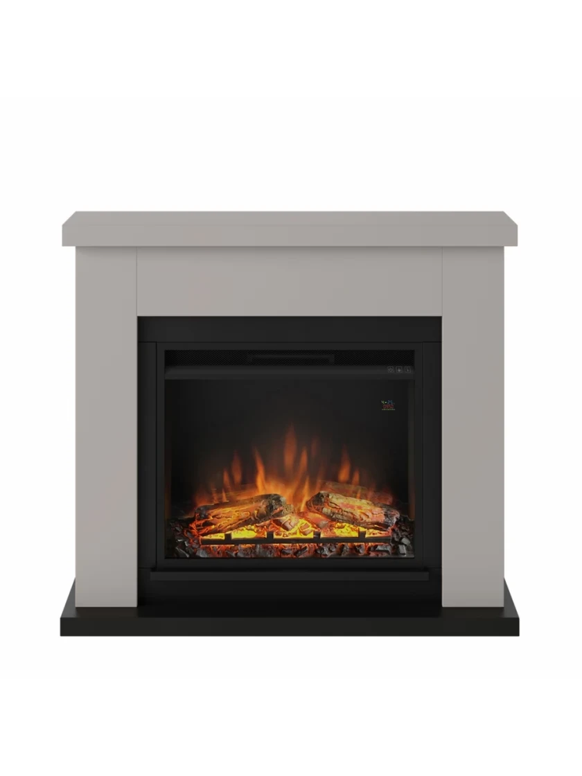 Декоративний підлоговий електрокамін обігрівач з порталом, камінокомплект для дому Tagu Frode світло-бежевий