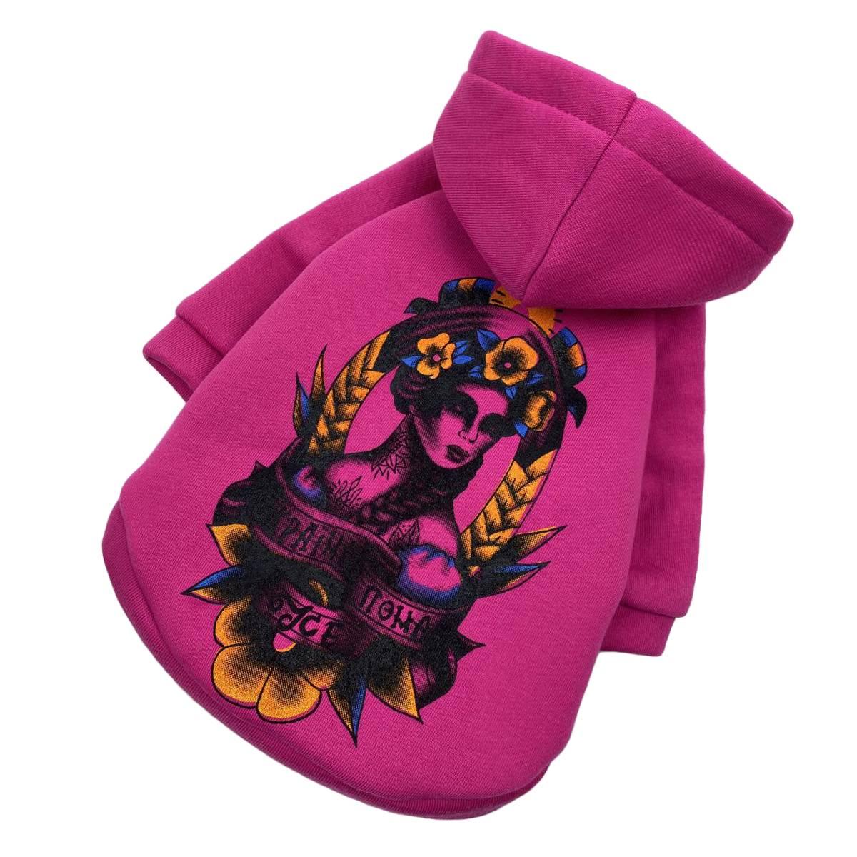 Толстовка 40 см (об'єм до 56см) Україна малинова розмір 8 для собак M, фото 1