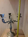 Олов"яний канделябр на три свічки, Німеччина, вінтаж, фото 4