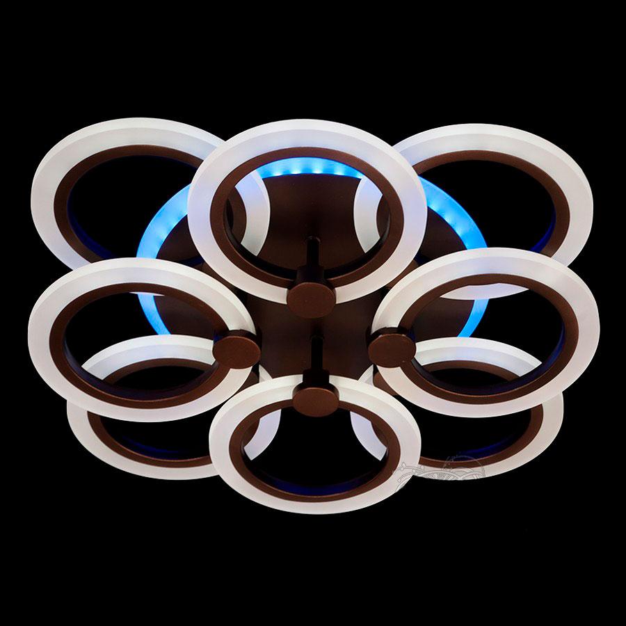 Світлодіодна люстра на пульті керування Diasha 90W до 20 м² колір Коричневий A8022/4+4CF RGB, фото 1