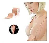 Кинезио тейп для поднятия груди Kinesiology Tape 5см х 5м телесный