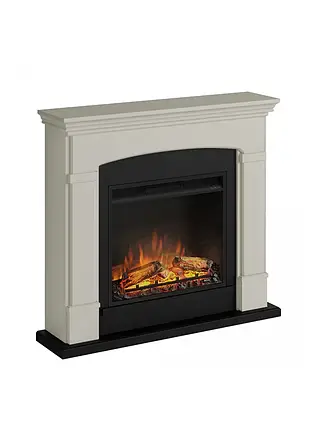 Підлоговий кімнатний електрокамін декоративний з порталом, камінокомплект з обігрівом Tagu Helmi світло-бежевий, фото 1