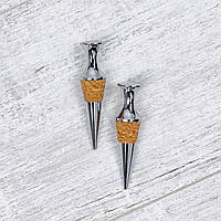 Набір пробок для пляшки Olin&Olin вина та шампанського з металу та дерева 2 шт.