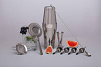Подарунковий набір для приготування коктейлів Olin & Olin професійний інвентар 10 предметів Сріблястий