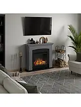 Декоративний підлоговий електрокамін з порталом, електричний камінокомплект з обігрівом Tagu Helmi сірий, фото 5