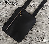 Черная мужская сумка-планшет из эко-кожи, компактная черная сумка на плечевом ремне, мужская планшетка