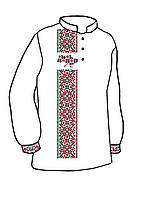 Заготовка для вышиванки бисером ( нитками) НЕ ПОШИТАЯ, ткань белый габардин, мужская вышиванка
