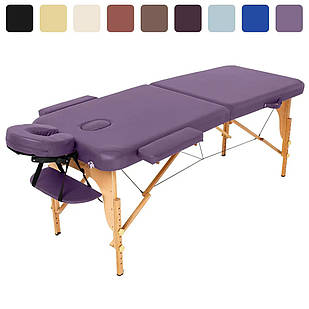 Масажний стіл дерев'яний 2-х сегментний RelaxLine Bali кушетка масажна для масажу Фіолетовий