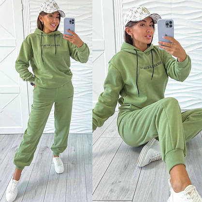 Теплий спортивний костюм жіночий із начосом чорний (5 кольорів) EG/-5280, фото 3