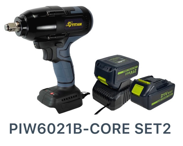 Акумуляторний ударний гайковерт TITAN PIW6021B-CORE SET2 550Nm